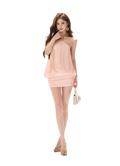 Beaded Halter Mini Dress