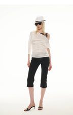 Satin Off-Shoulder Lace Trim T-Shirt