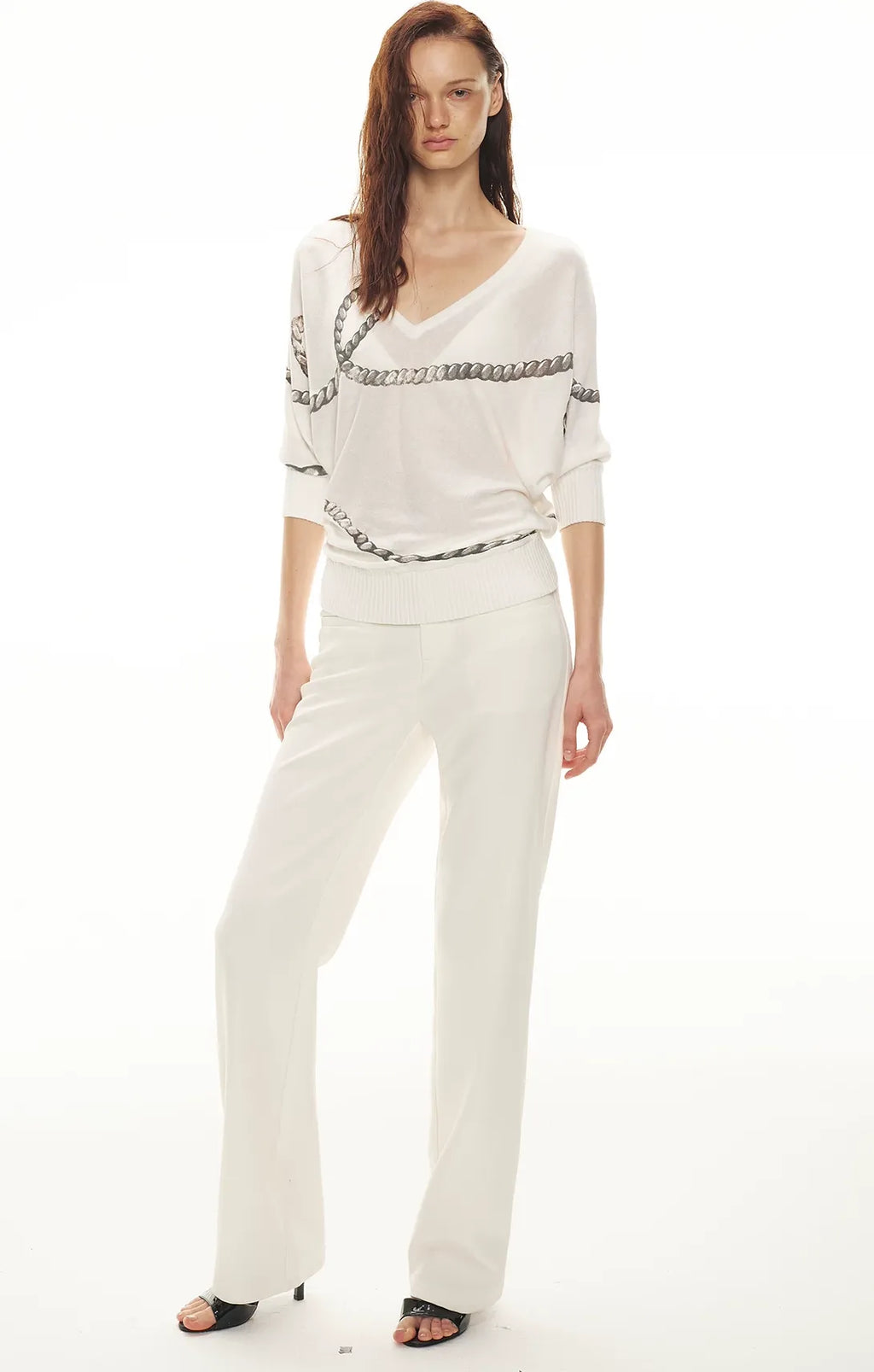 Classic Off-White Slim Straight Trousers