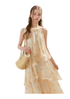 Chiffon Floral Halter Long Dress