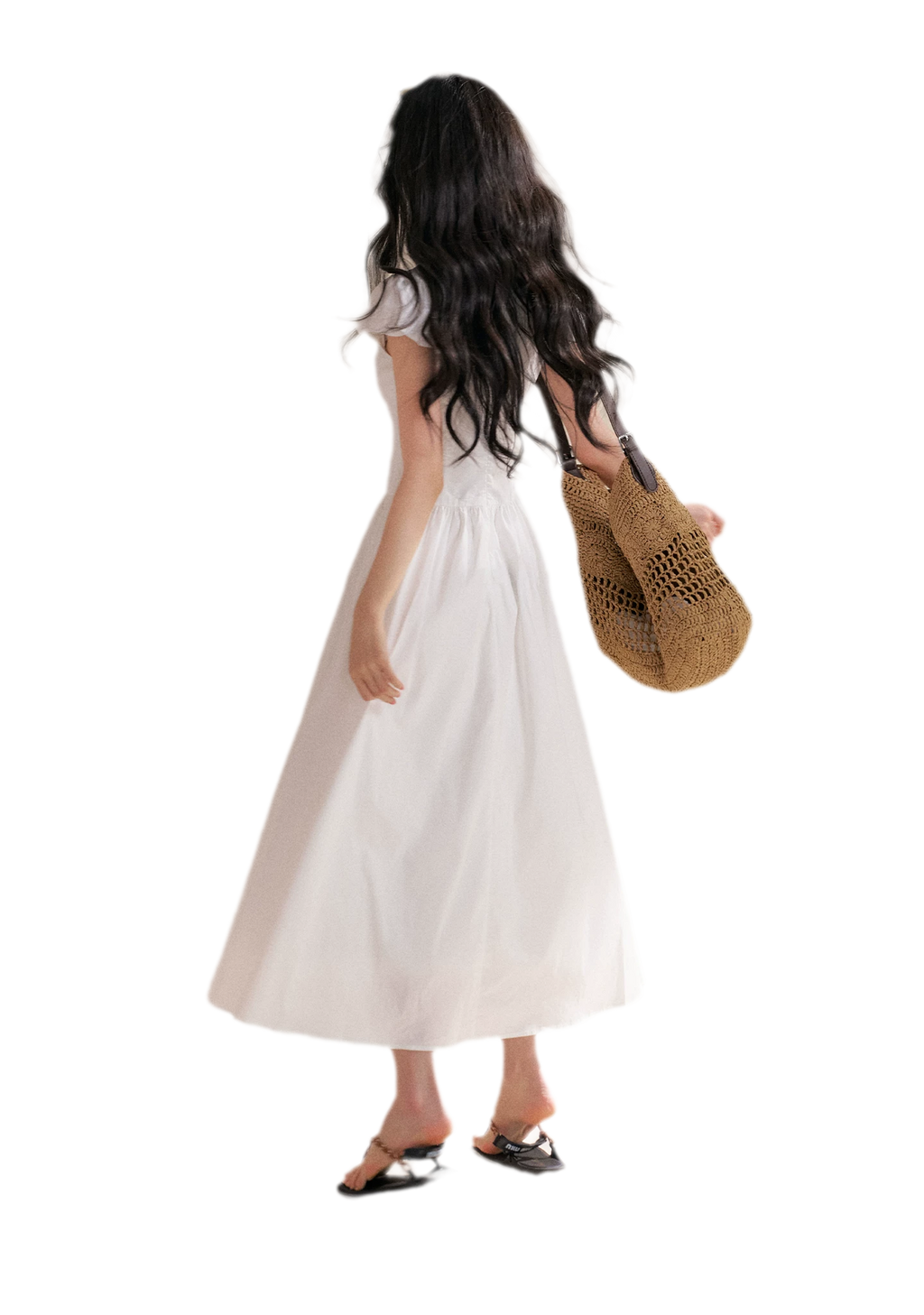 French Lace Puff Sleeve A-Line Dress
