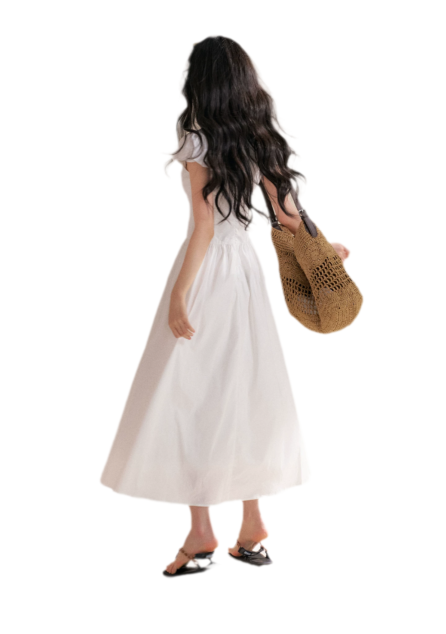French Lace Puff Sleeve A-Line Dress