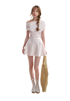 Romantic French Off-Shoulder Short Dress
