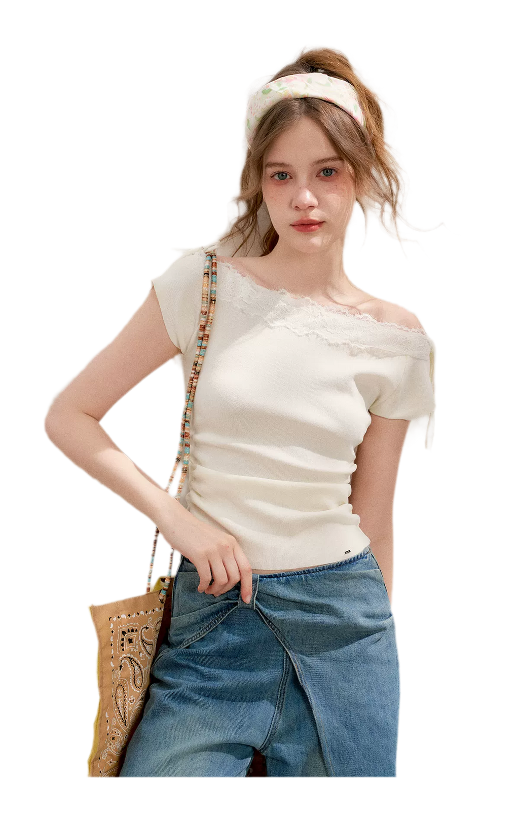 Lace Knit Denim Set