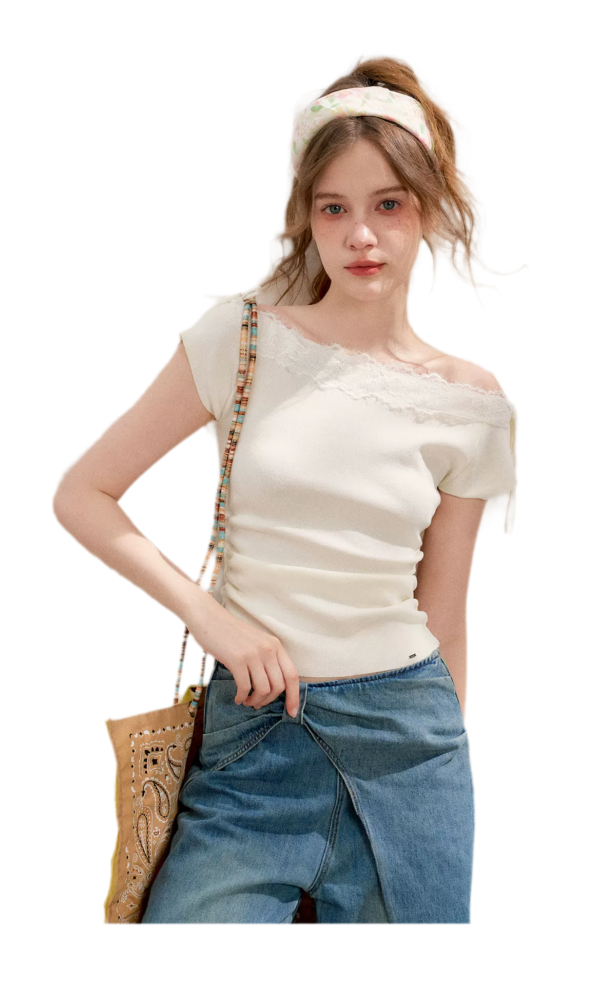 Lace Knit Denim Set