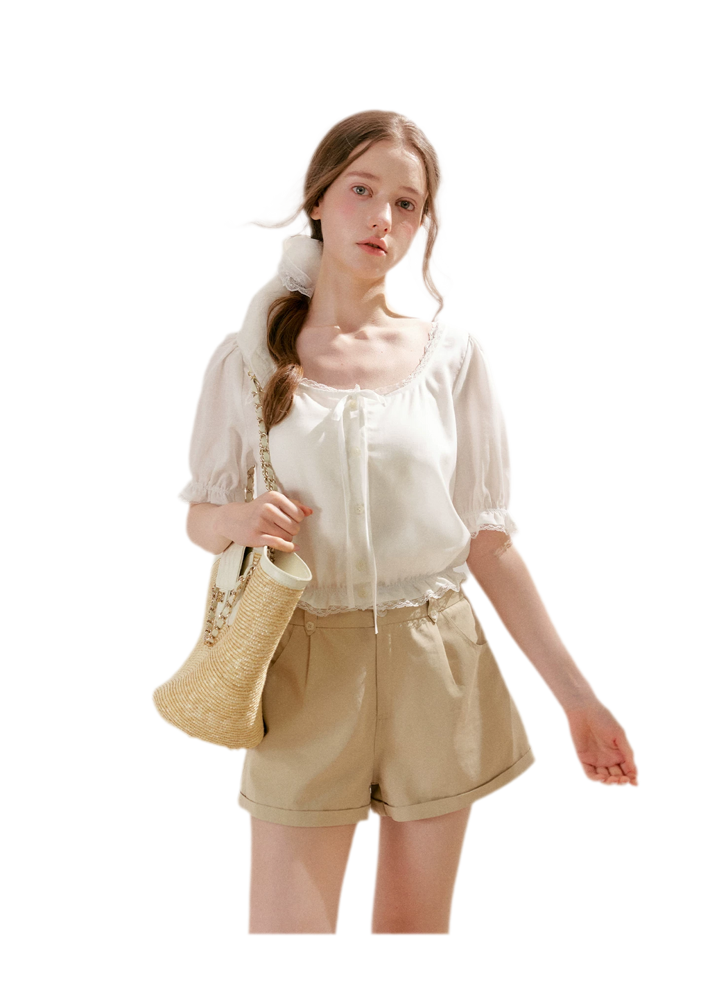 Modal Cotton Lace Trim A-Line Shorts