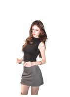 Grey Tie Low-Rise Skort