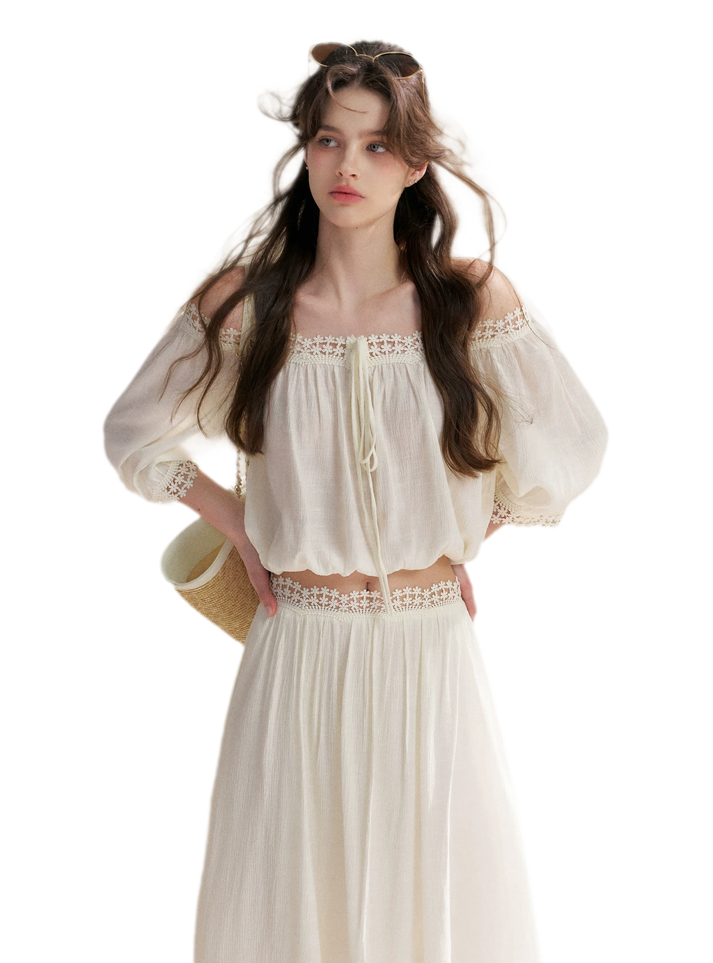 Lace Off-Shoulder Top & Skirt Set