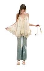 Lace Trim Flare Jeans