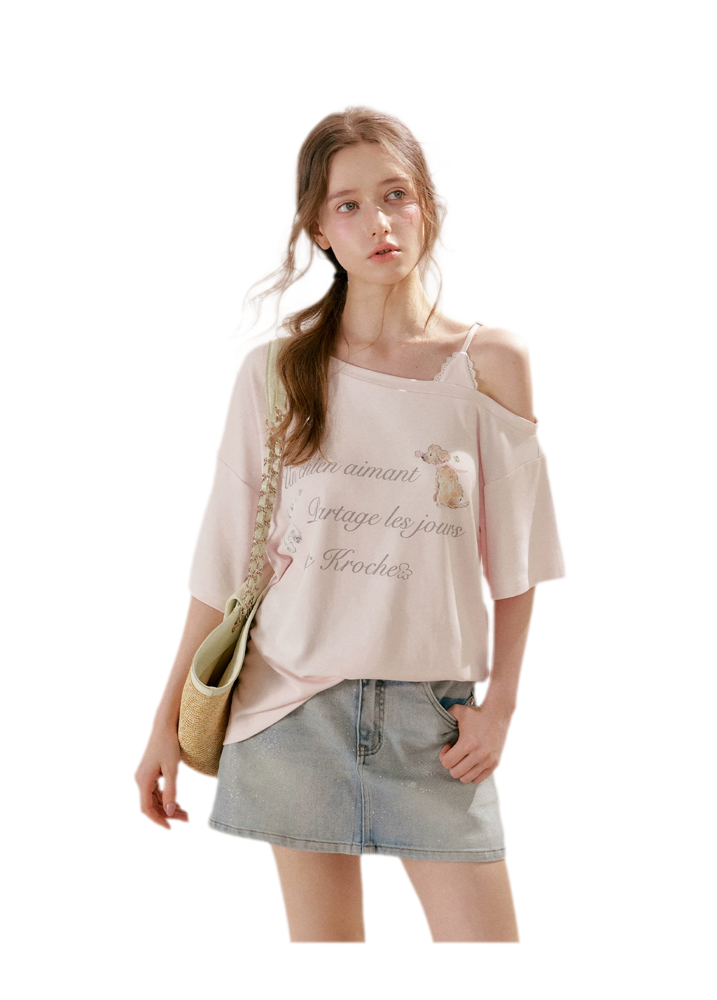 Shiny Denim A-line Skirt