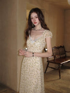 Lace V-Neck Long Dress