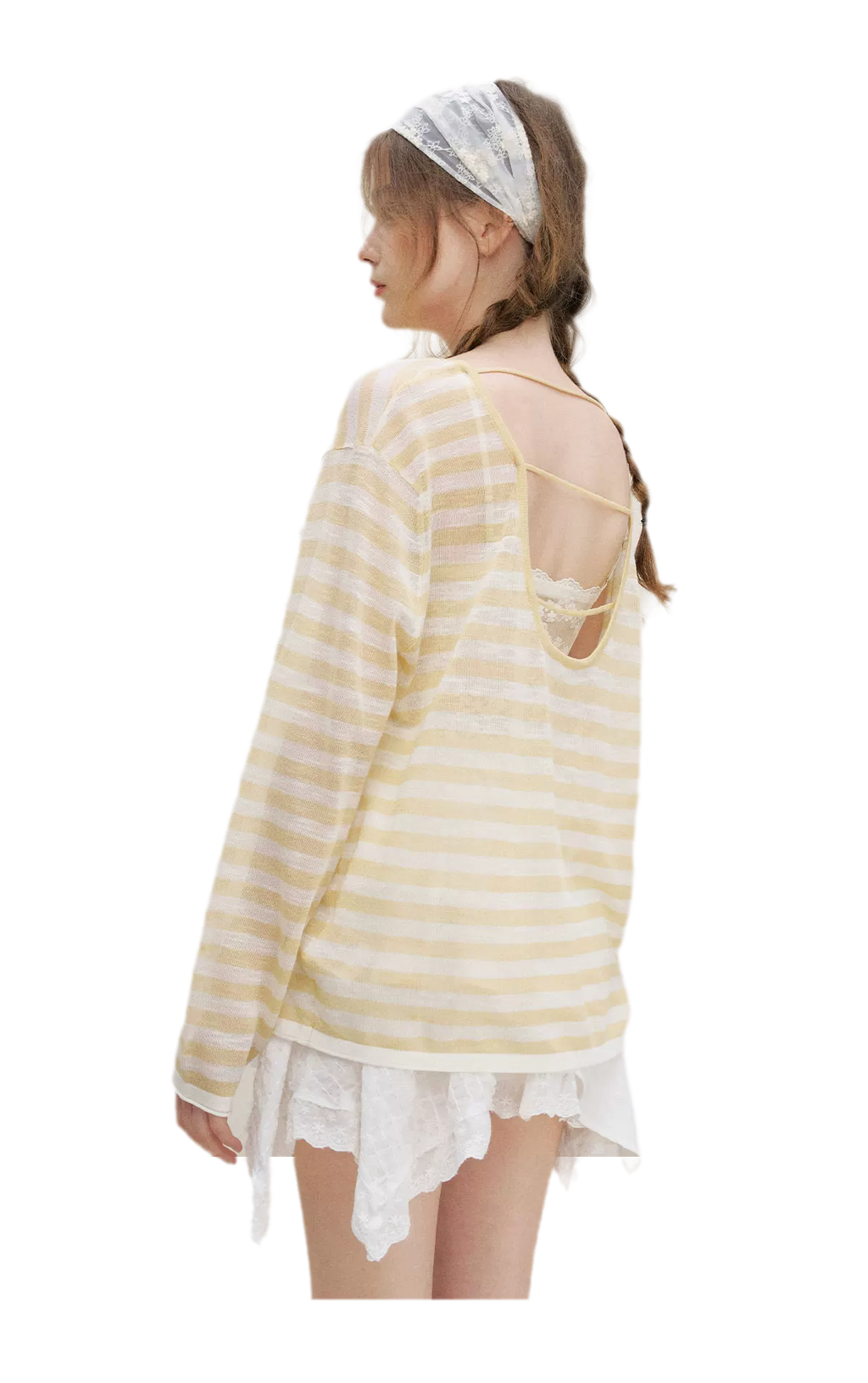 Striped Open-Back Cardigan