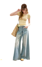 Bow Wide-Leg Jeans