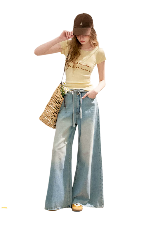 Bow Wide-Leg Jeans