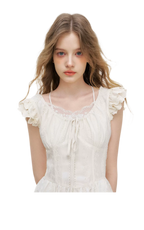 Embroidered Flutter Sleeve Dress