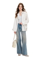 Lace-Trimmed Wide-Leg Denim Pants