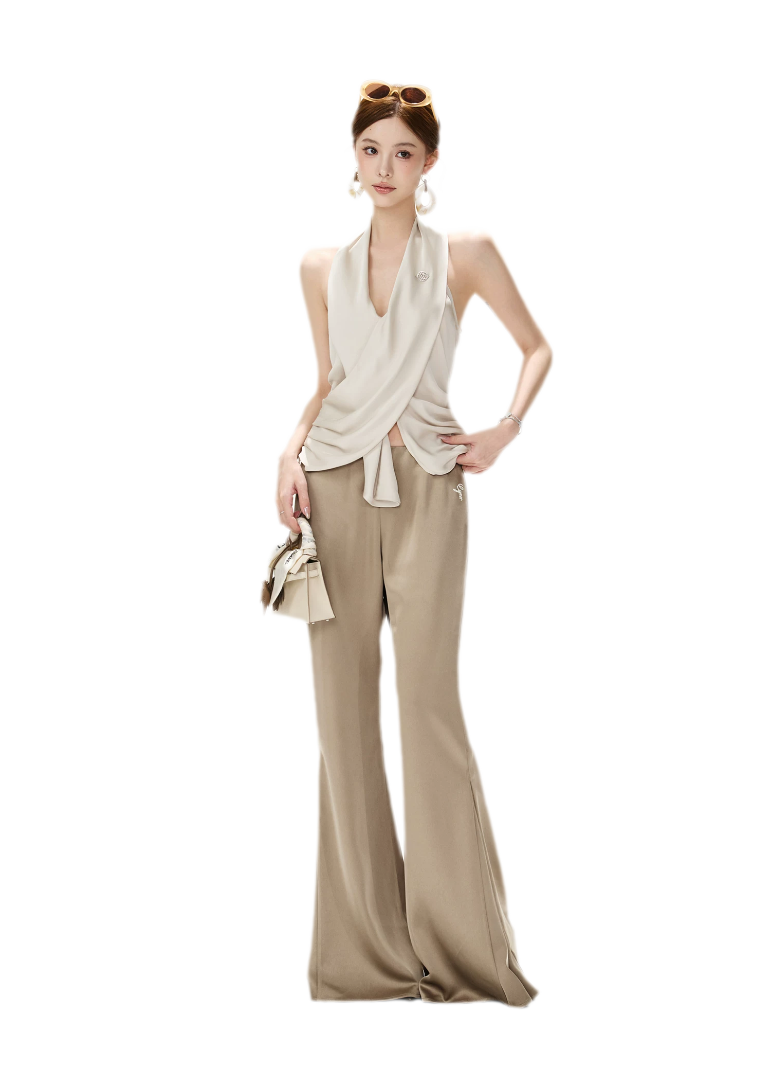 Satin Drape Flared Pants