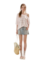 Shiny Denim A-line Skirt