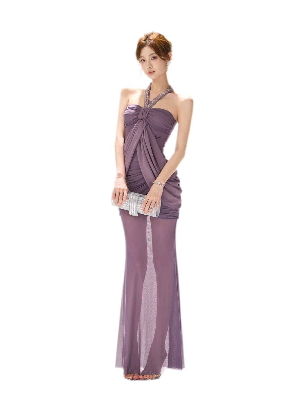 Mist Purple Mesh Fishtail Skirt
