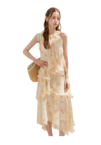 Chiffon Floral Halter Long Dress
