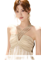 Embroidered Chiffon Halter Set