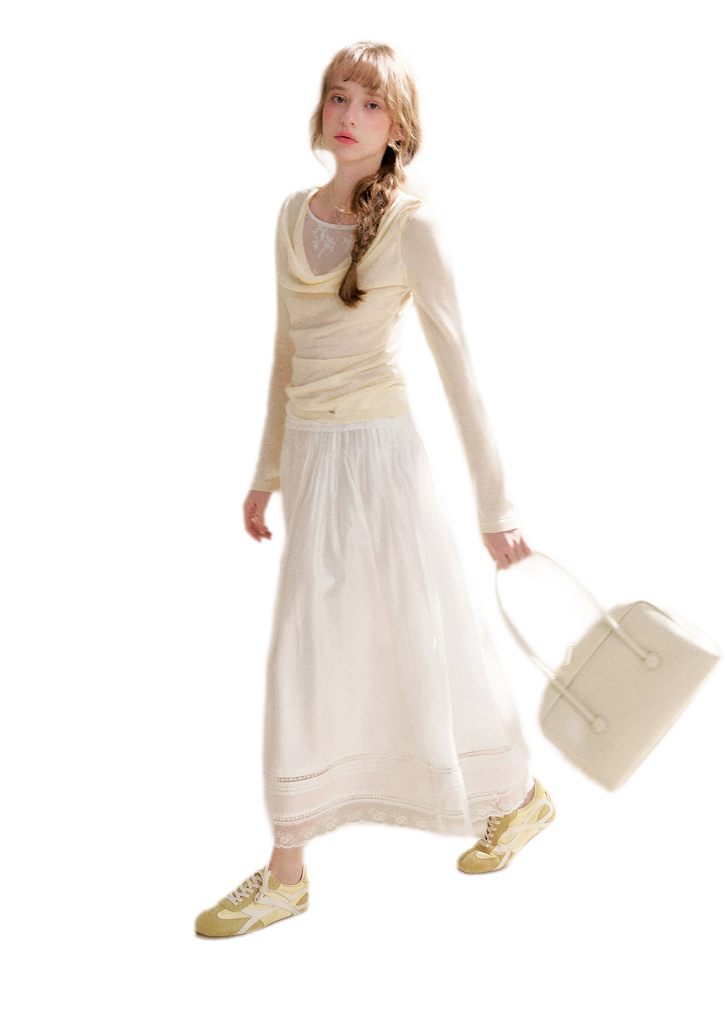 Lyocell Lace Pleated Skirt