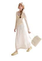 Lyocell Lace Pleated Skirt
