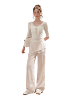 Lace Detail Casual Wide-Leg Pants