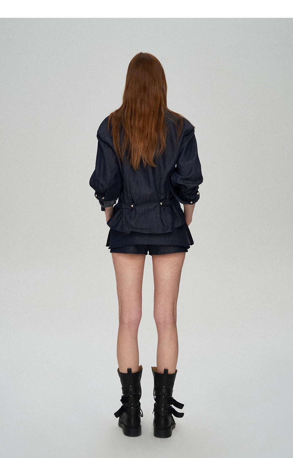 Tencel Linen Denim Shirt & Low-Waist Skirt