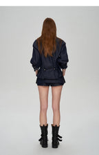 Tencel Linen Denim Shirt & Low-Waist Skirt
