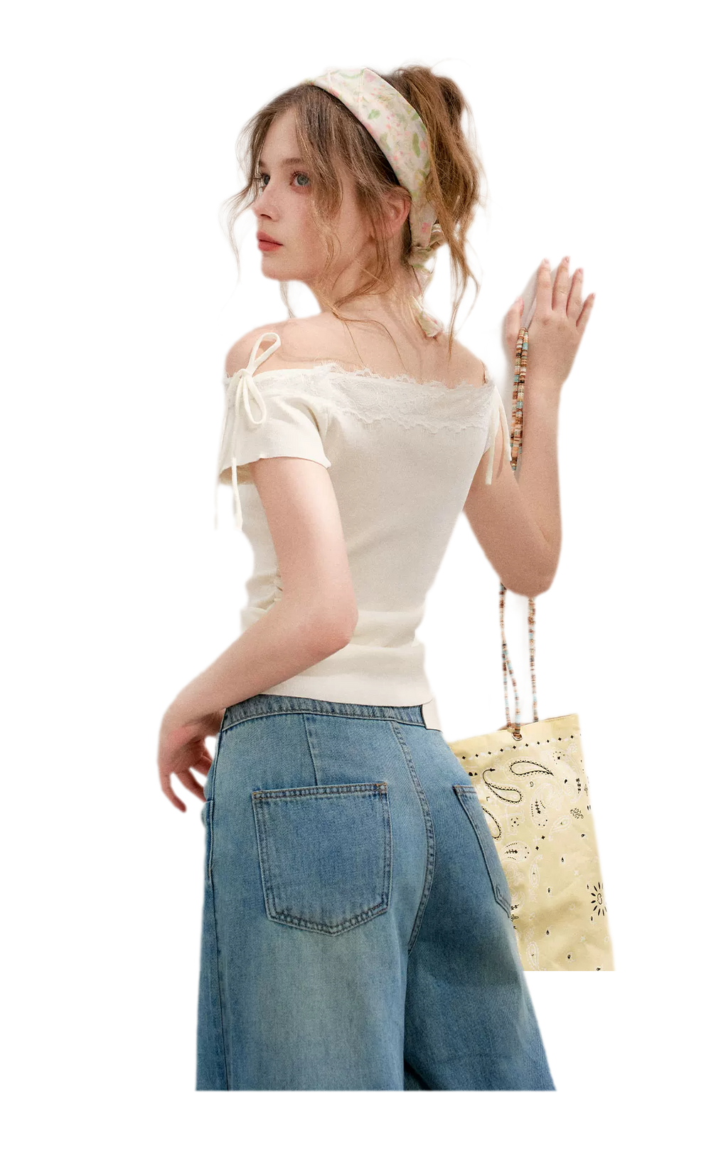 Lace Knit Denim Set
