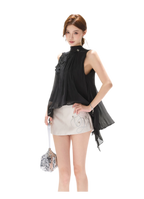 Embellished Satin Halter Top