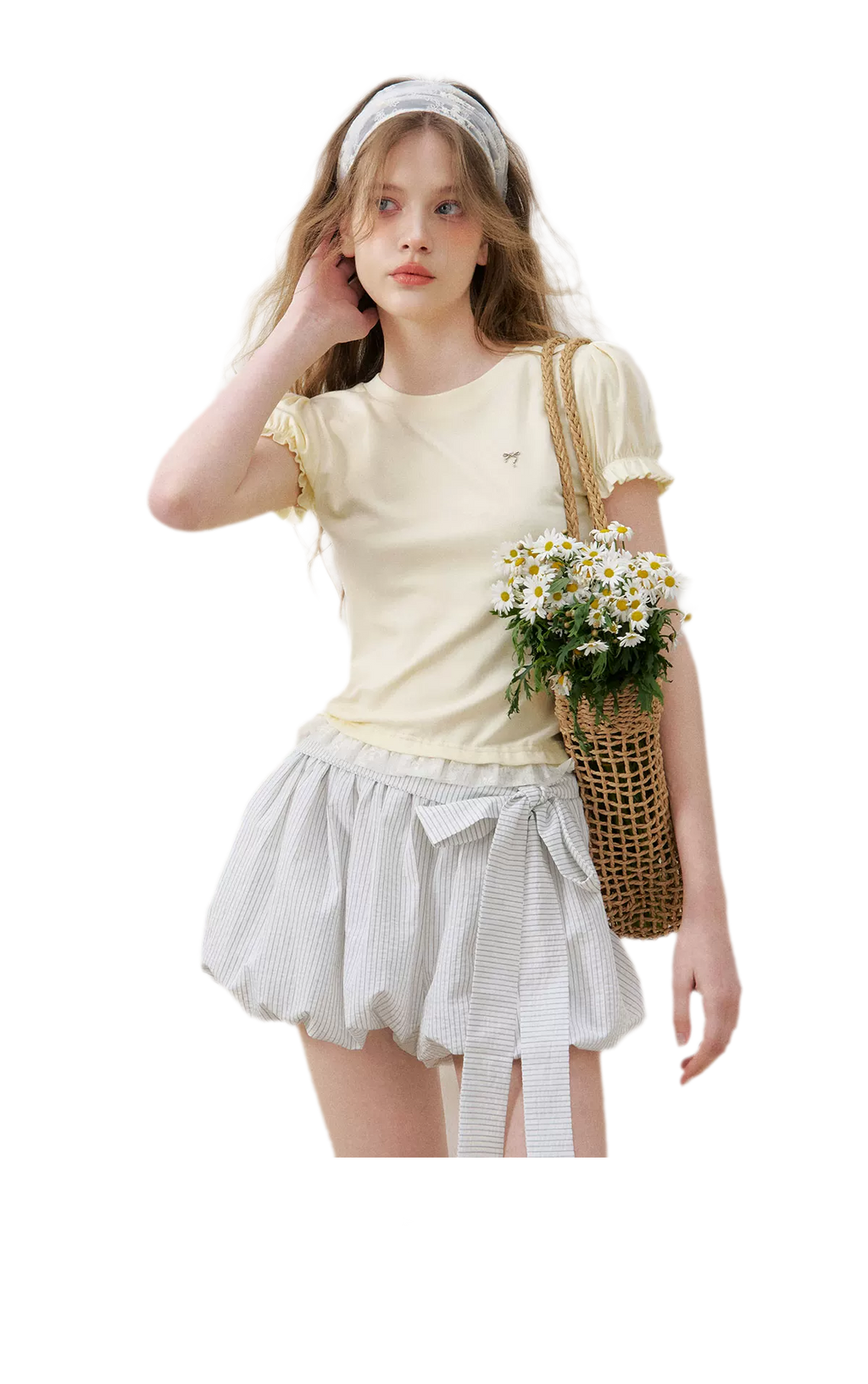Bow Tie Elastic Waist Casual Shorts