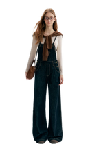Contrast Floral Denim Overalls