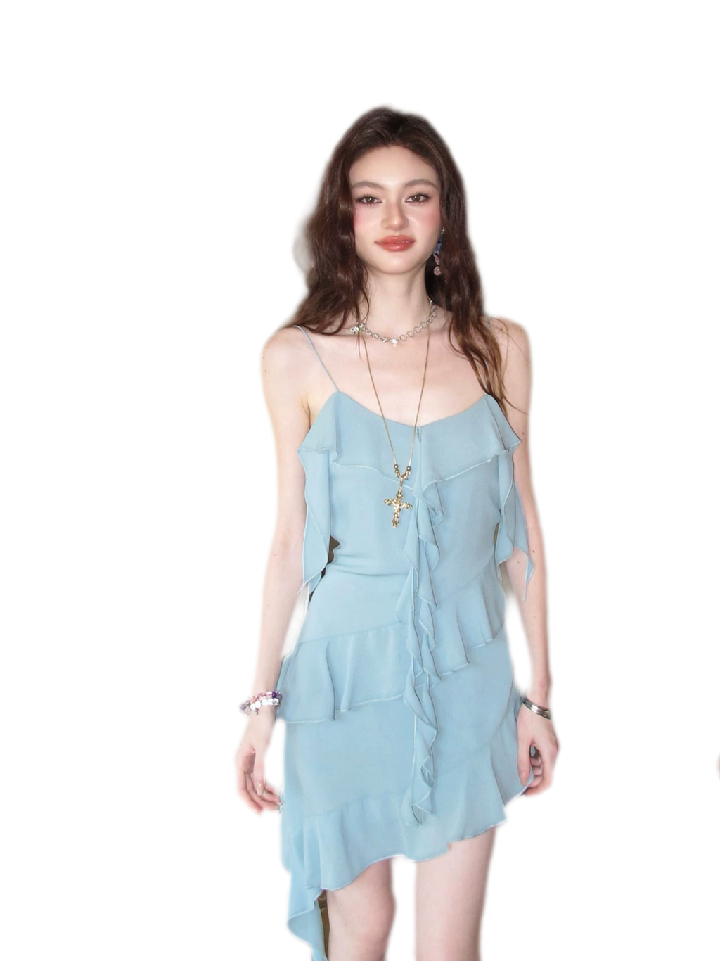 Ruffled Asymmetric Cami Dress