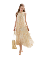 Chiffon Floral Halter Long Dress