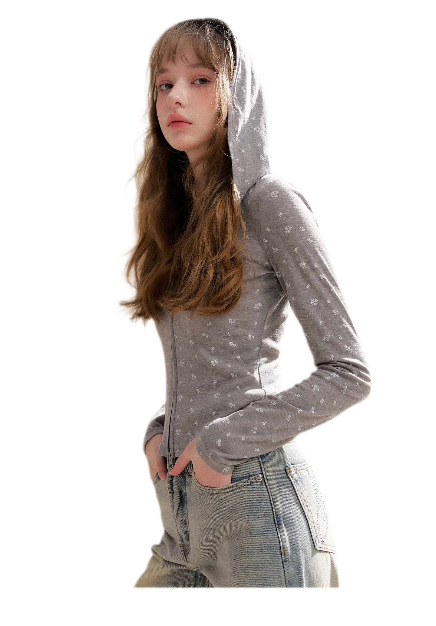 Lyocell Rose Zip Hoodie