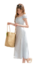 Embroidered A-Line Short Sleeve Dress