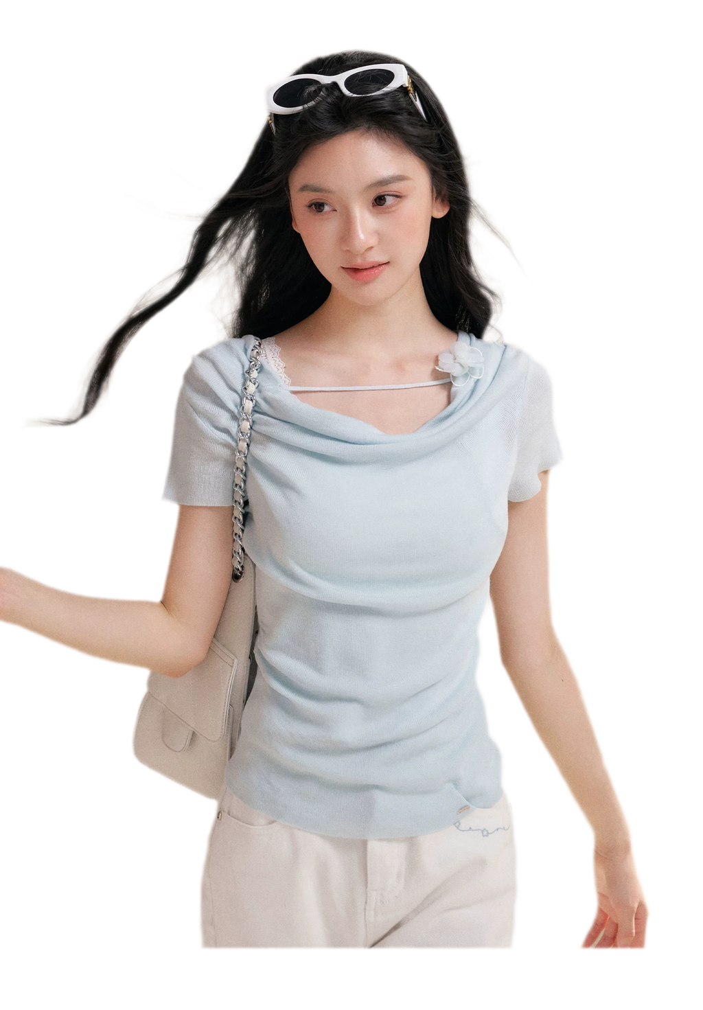 Lyocell Cowl Flower Tee