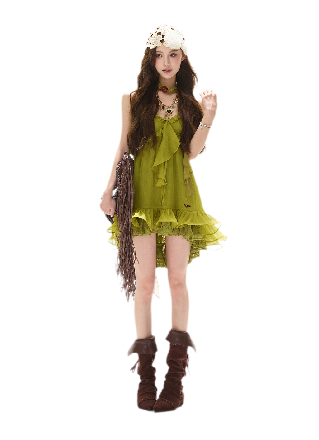 Ruffled Halter Chiffon Dress