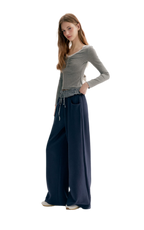 Contrast Plaid Wide Sweatpants