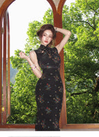 Dark Floral Mesh Qipao Dress