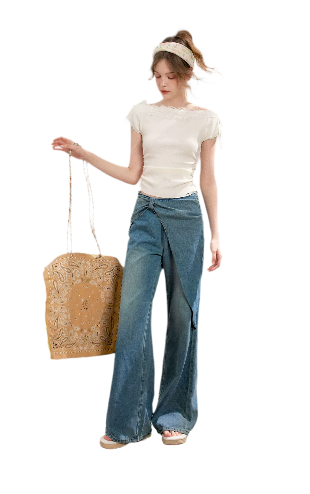 Lace Knit Denim Set