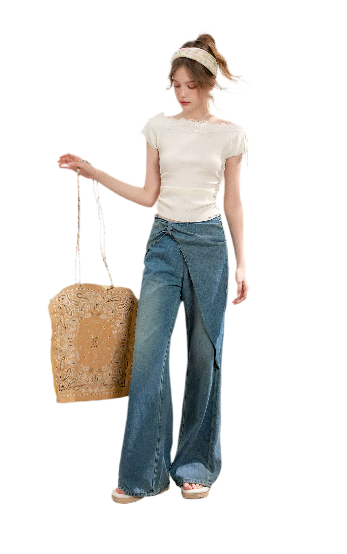 Lace Knit Denim Set