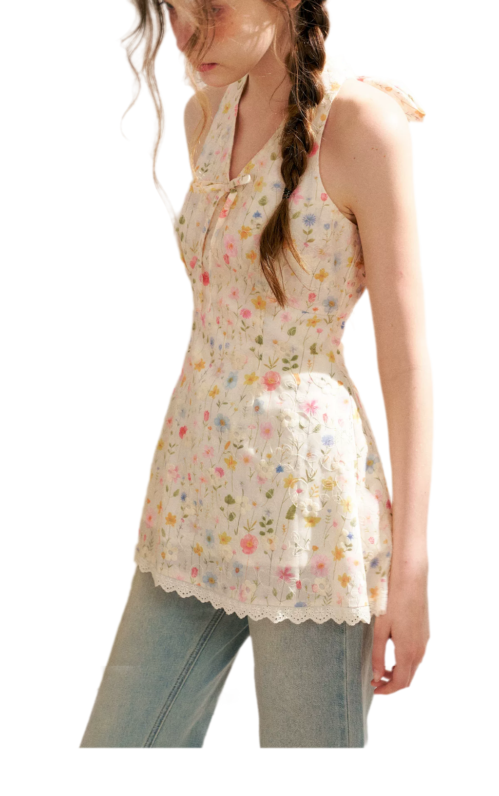 Dreamy Garden Embroidered Halter Top