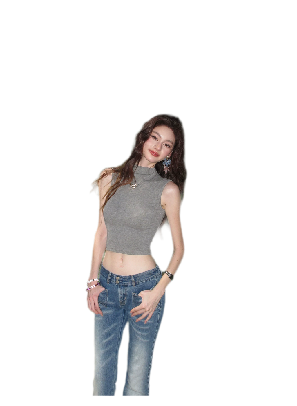 Sleeveless High Neck Tee