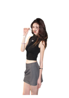 Grey Tie Low-Rise Skort