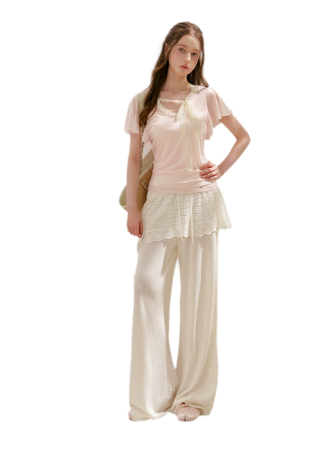 Snowflake Tencel Linen Lace T-shirt