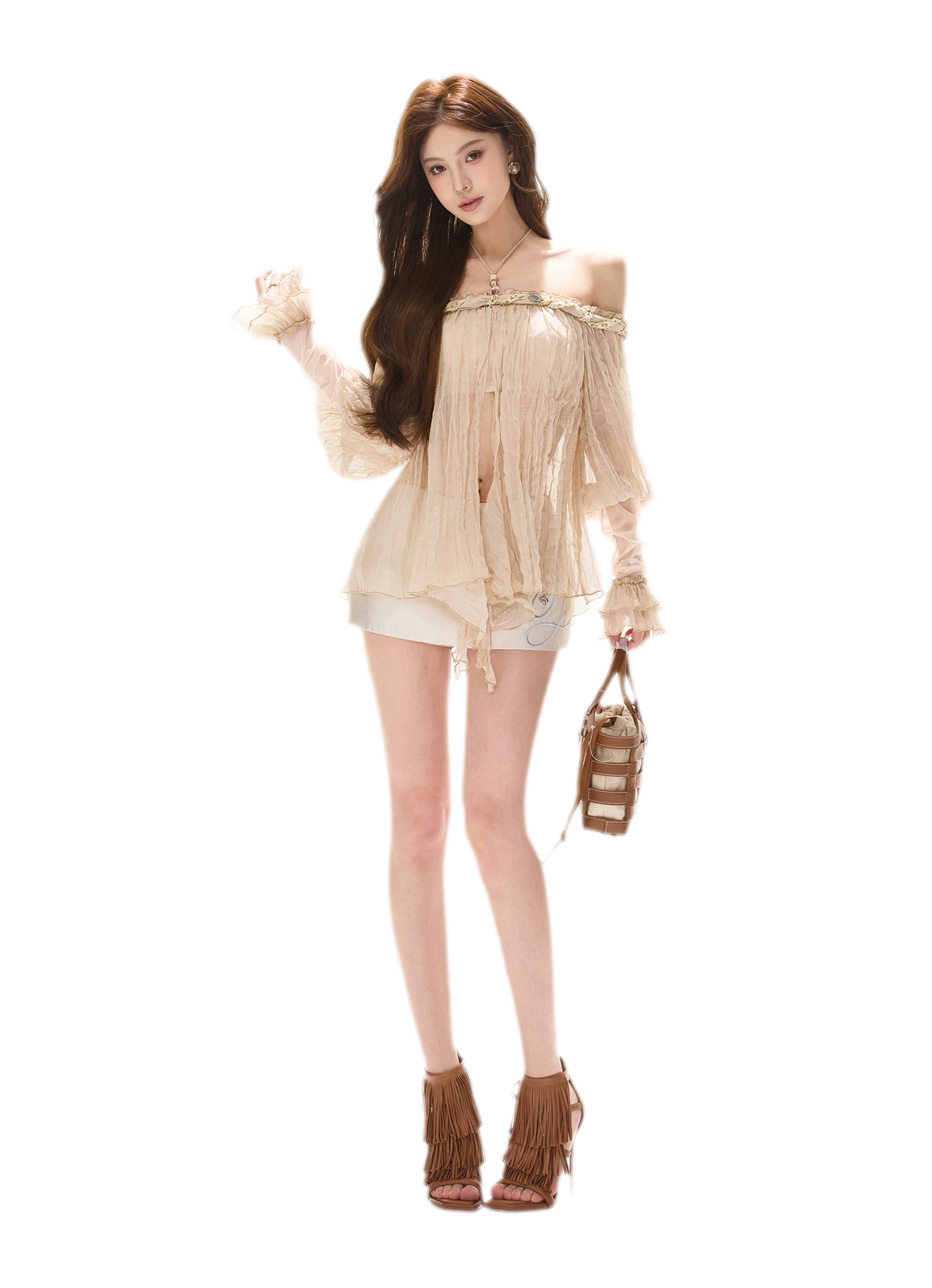 Embellished Satin Mini Skort