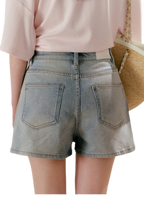 Shiny Denim A-line Skirt